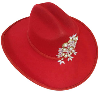 Sombrero vaquero rojo con pedrería