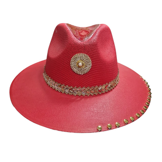 Sombrero rojo con pedrería