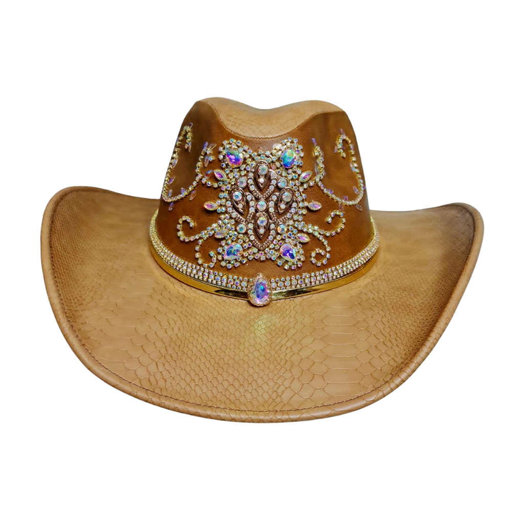 Texan vinyl leather cowboy hat with rhinestones