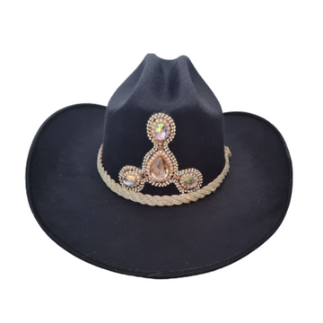 Texana negra con aplicación de pedrería de gota