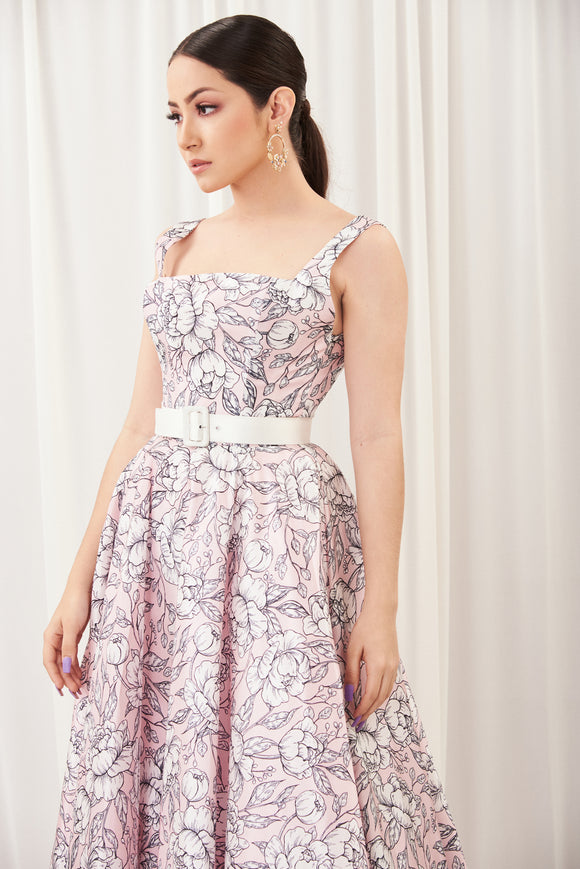 Vestido Reina de Hielo Rosa Claro con Blanco