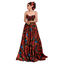 Vestido de tirantes flores rojas con escote corazón-1