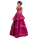 Vestido rosa mexicano bordado en oro