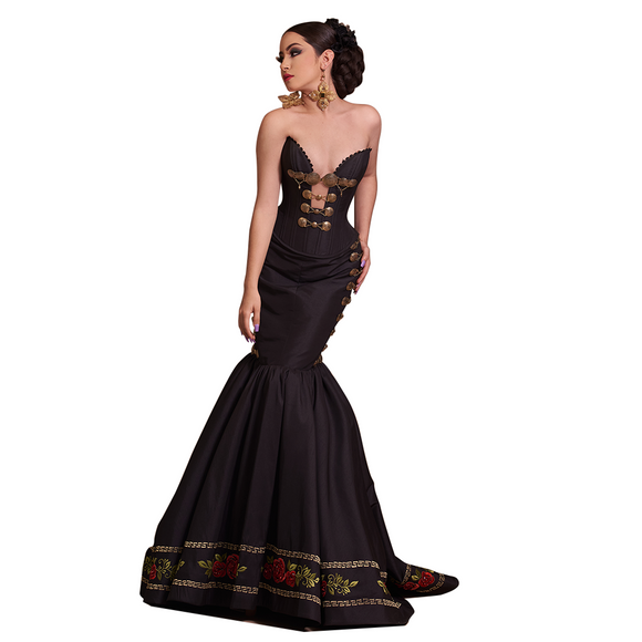 Vestido de corsé estilo charrería