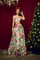 Vestido maxi de estampado floral y escote corazón-1