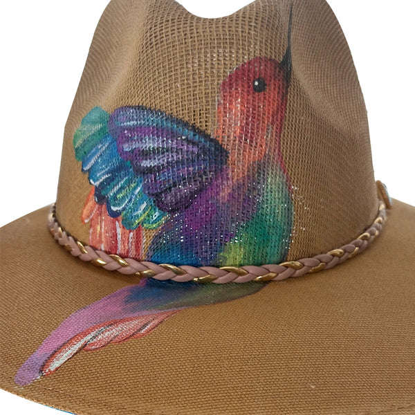 Sombrero pintado a mano colibrí