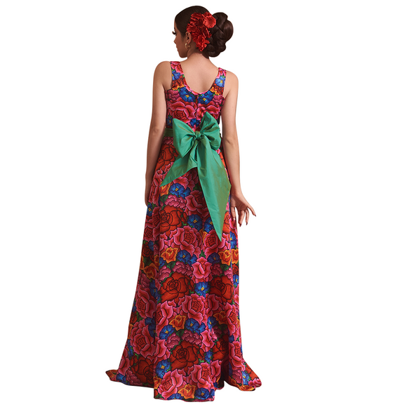 Vestido de flores de primavera rosas y rojas