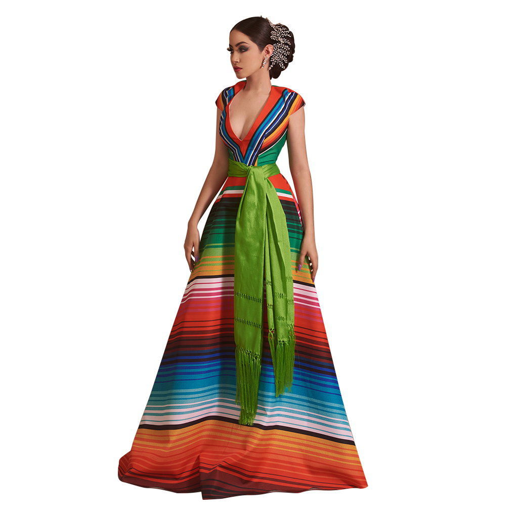 Green and orange Mexico dress - 0