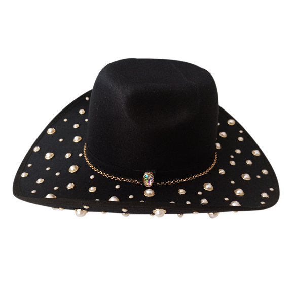 Sombrero vaquero negro con pedrería