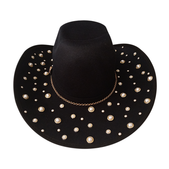 Sombrero vaquero negro con pedrería