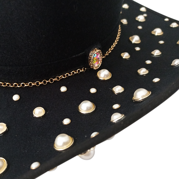 Sombrero vaquero negro con pedrería