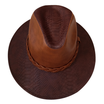 Sombrero vinipiel con trenza