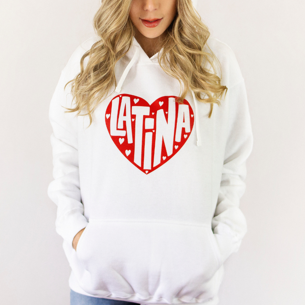 White Latina red heart hoodie - 0