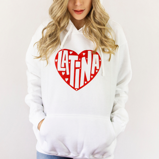 Sudadera hoodie blanca Latina corazón rojo