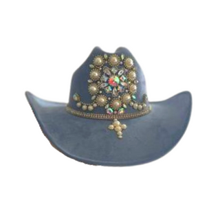 Sombrero vaquero azul cielo con pedrería