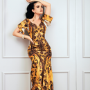 Vestido maxi con escote en V en colores ocre-1